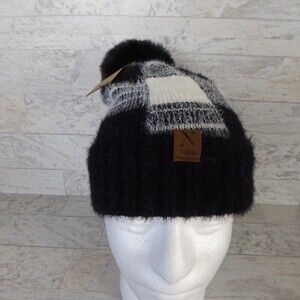Nollia Beanie Women's Black and White Checkered Design Pom Pom Knit Winter Hat